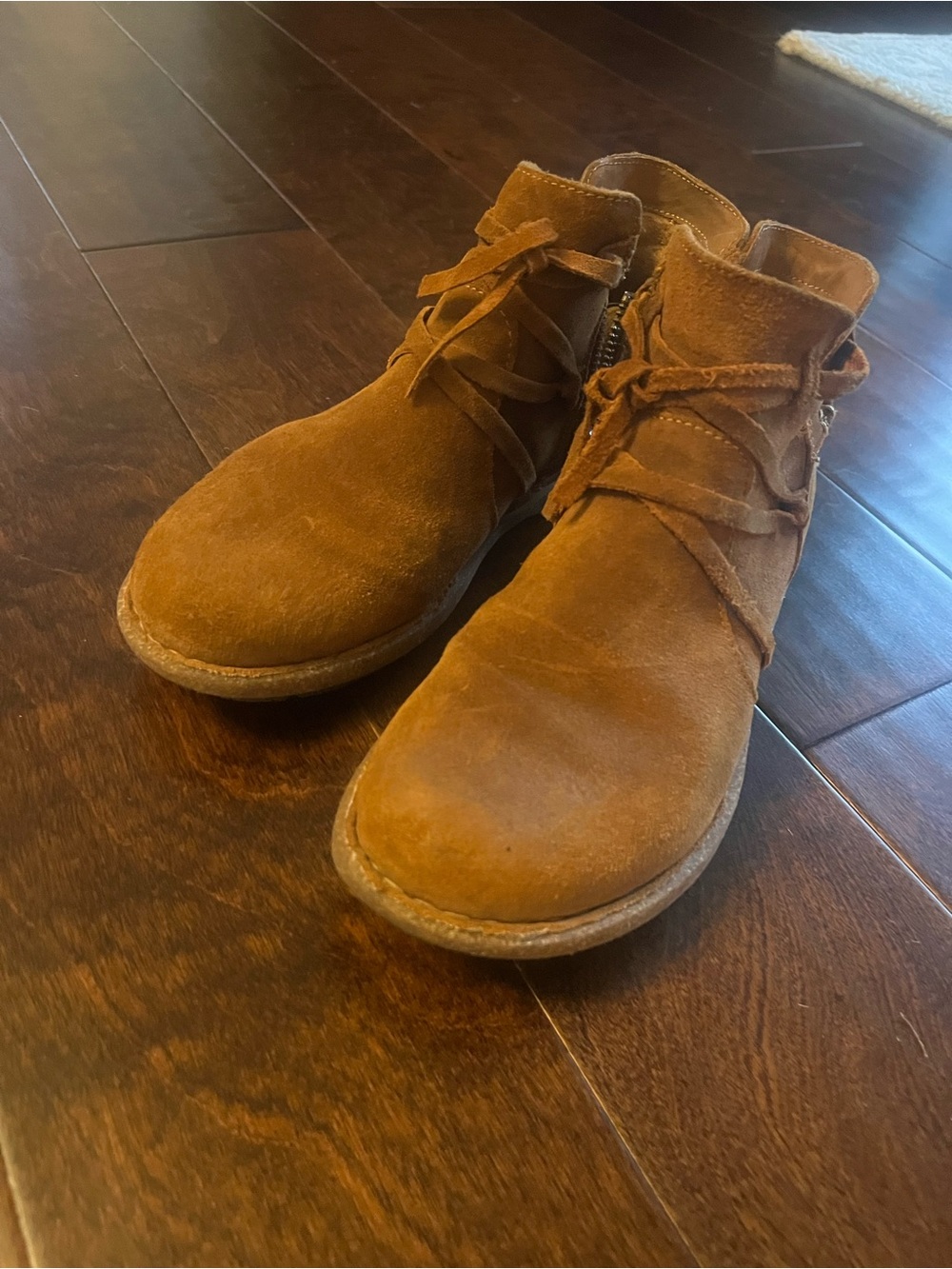 Born Women's Suede Lace-Up Ankle Booties - Chestnut Brown